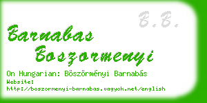 barnabas boszormenyi business card